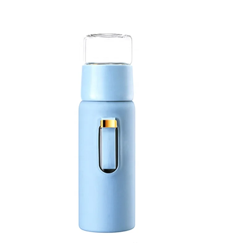 Wholesale custom clear Tea /juice with tea isolationdrinking glass water bottle fruit infuser bottle