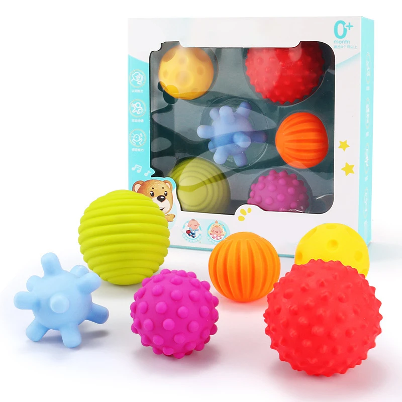 Safety Baby Textured Touch Sensory Bumpy Developmental Catch Ball Set Toy Hand Grab Bitten Teething Toys for Toddler 0-12 Months