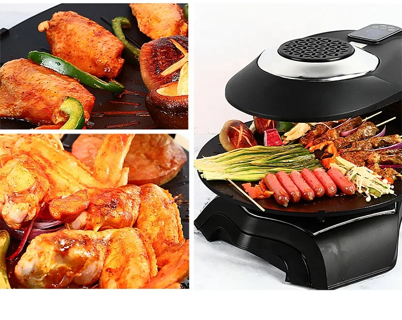 electric smokeless BBQ grill far infrared round shape automatic BBQ grill Vertical BBQ grill