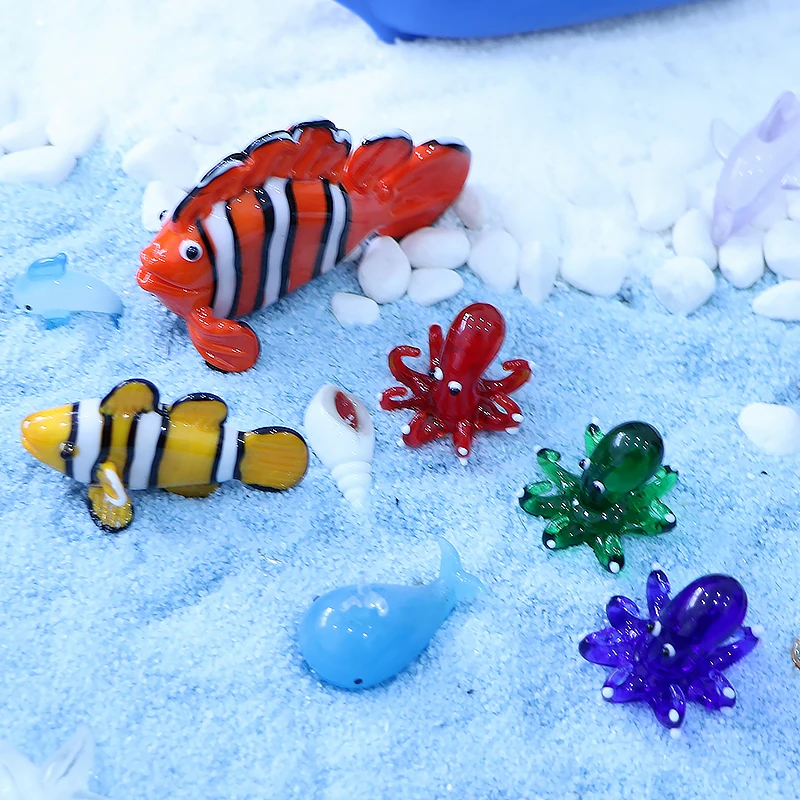 Handmade Murano Decorative Sea Creature Lampwork Glass Clown Fish Figurine