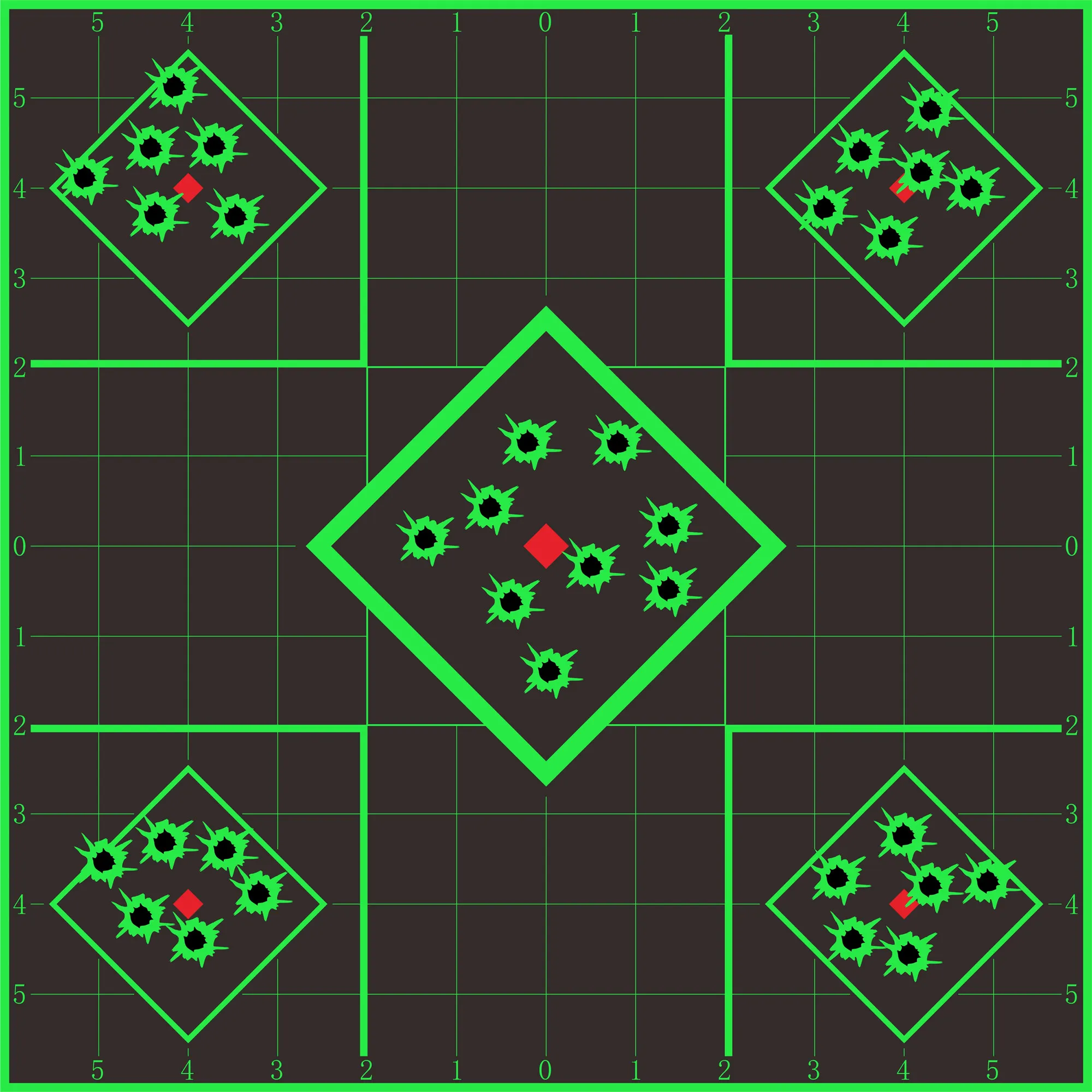 Hybsk 12 x 12 inch Sight in Stick & Splatter Self Adhesive Shooting Targets - Shots Burst Bright Fluorescent Green
