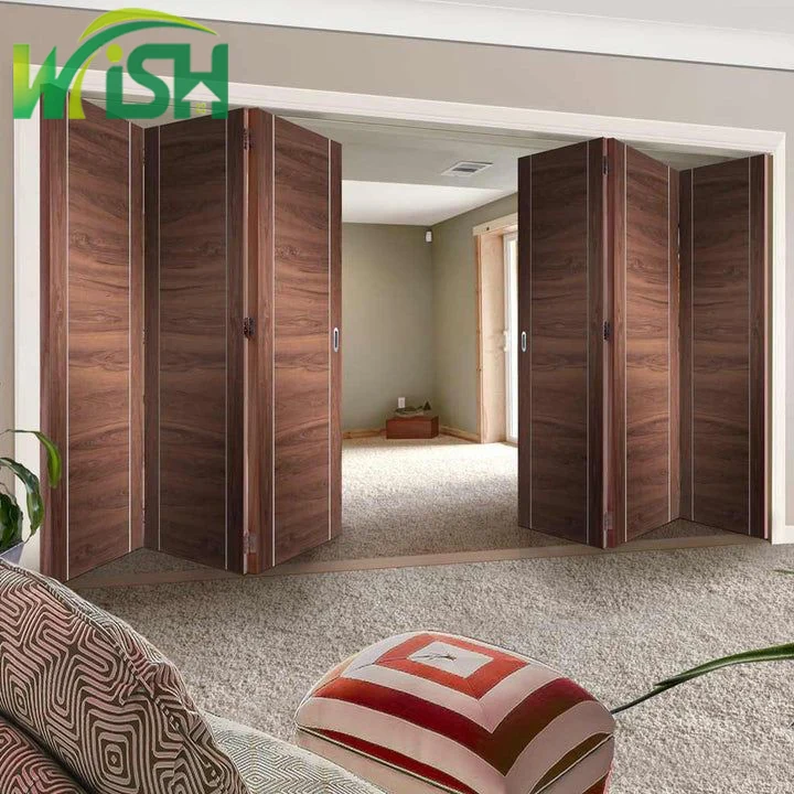 American style simple design multiple gates wooden bi fold door solid wood bedroom door oak sliding door
