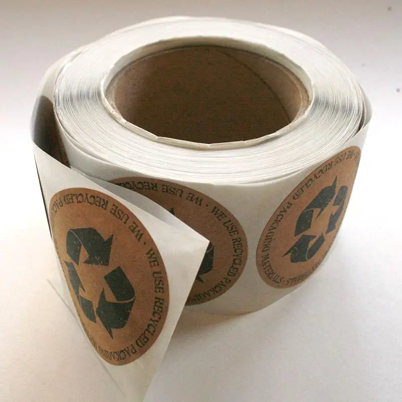 Paper Thank You U Label Sticker Roll for Your Order Stickers Custom Logo Big Sealing Brown Waterproof Vinyl Adhesive Sticker CMD