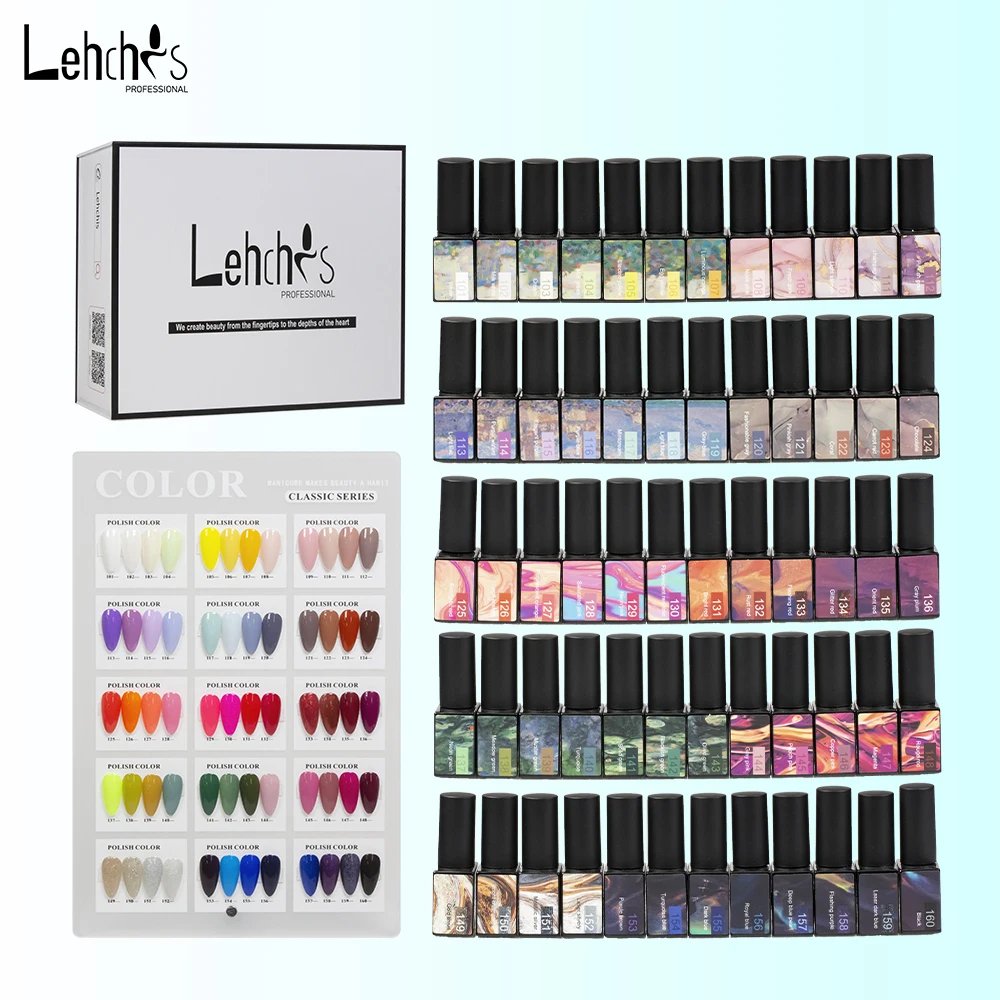 Creative Nails Design 60 Colors Nail Art Gel Polish Set Manicure Kit Professional Clear Rubber Base Glossy Top Coat Colours Gels