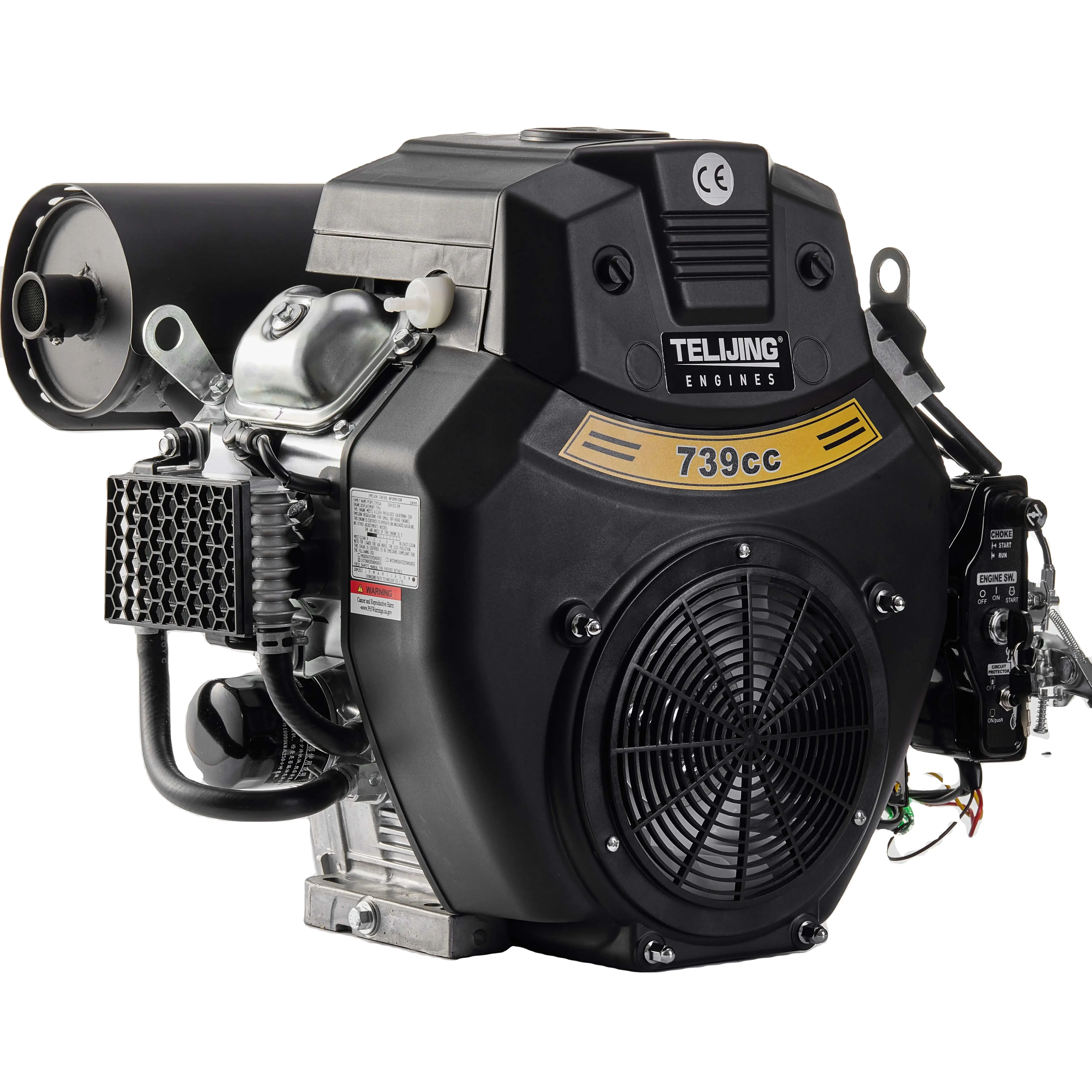 OHV factory manufacture double cylinder 4 stroke 27hp/739cc gasoline engine with electric starter vertical shaft boat engine