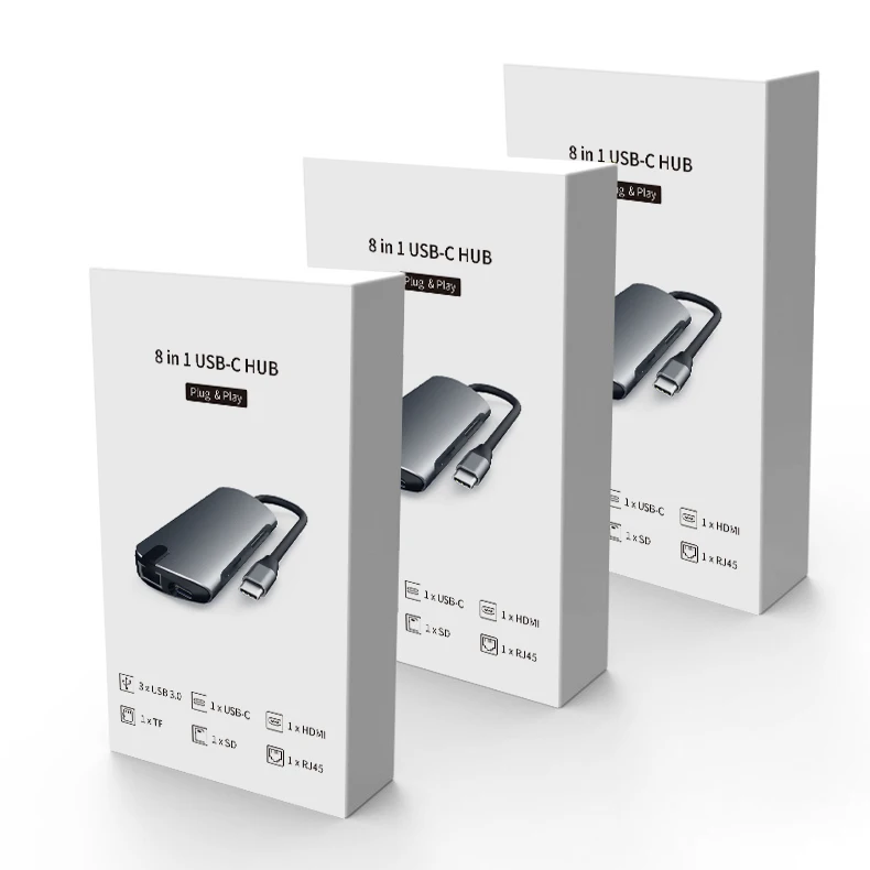 8 port type c hub type c turn USB3.0*3 HD-MI*1 SD*1 TF*1 RJ45 PD*1 Factory private model