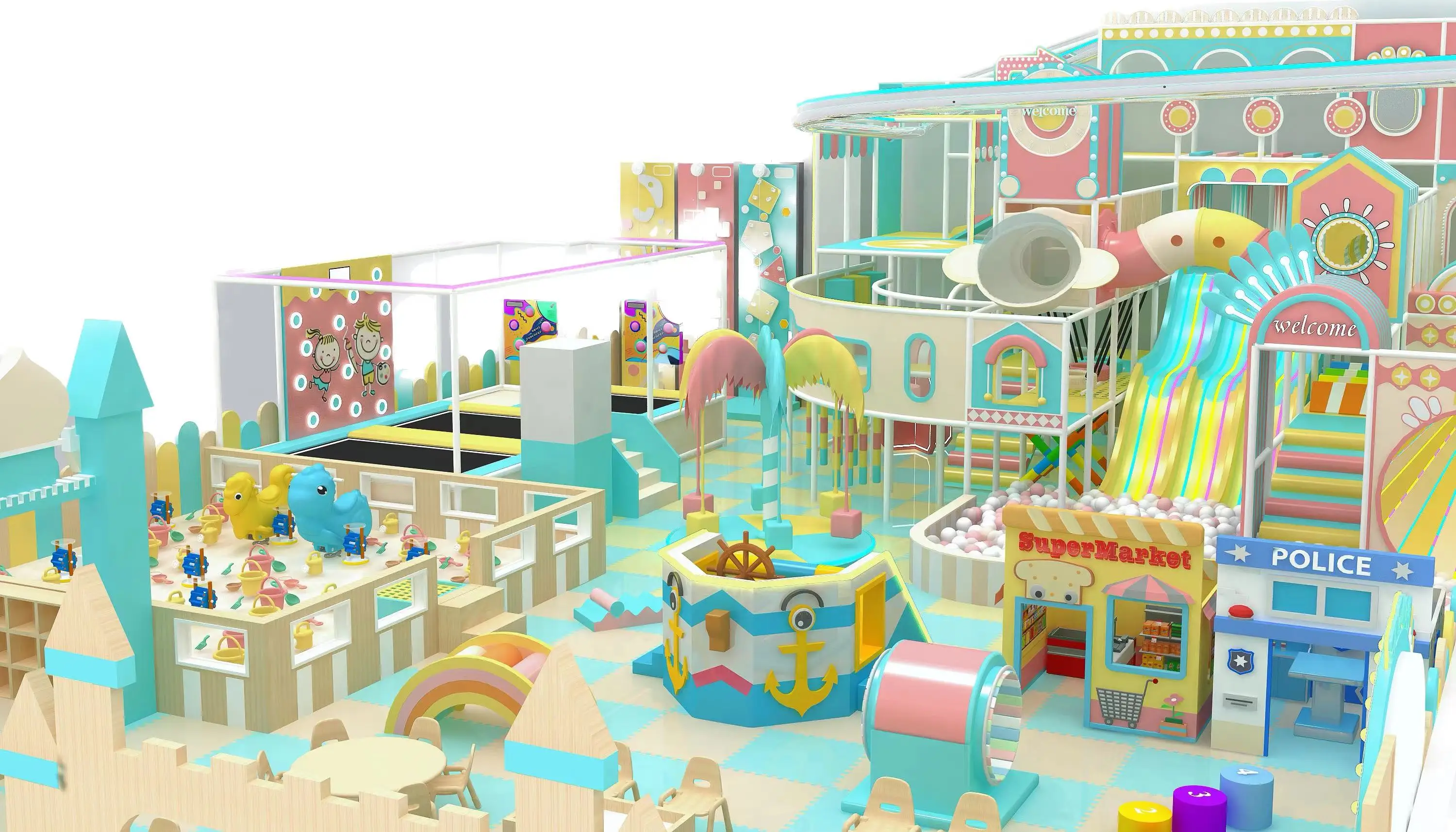 New Design Indoor Playground with maze game  High Quality trampoline park Cheap Customized Kids  Playground  for kids