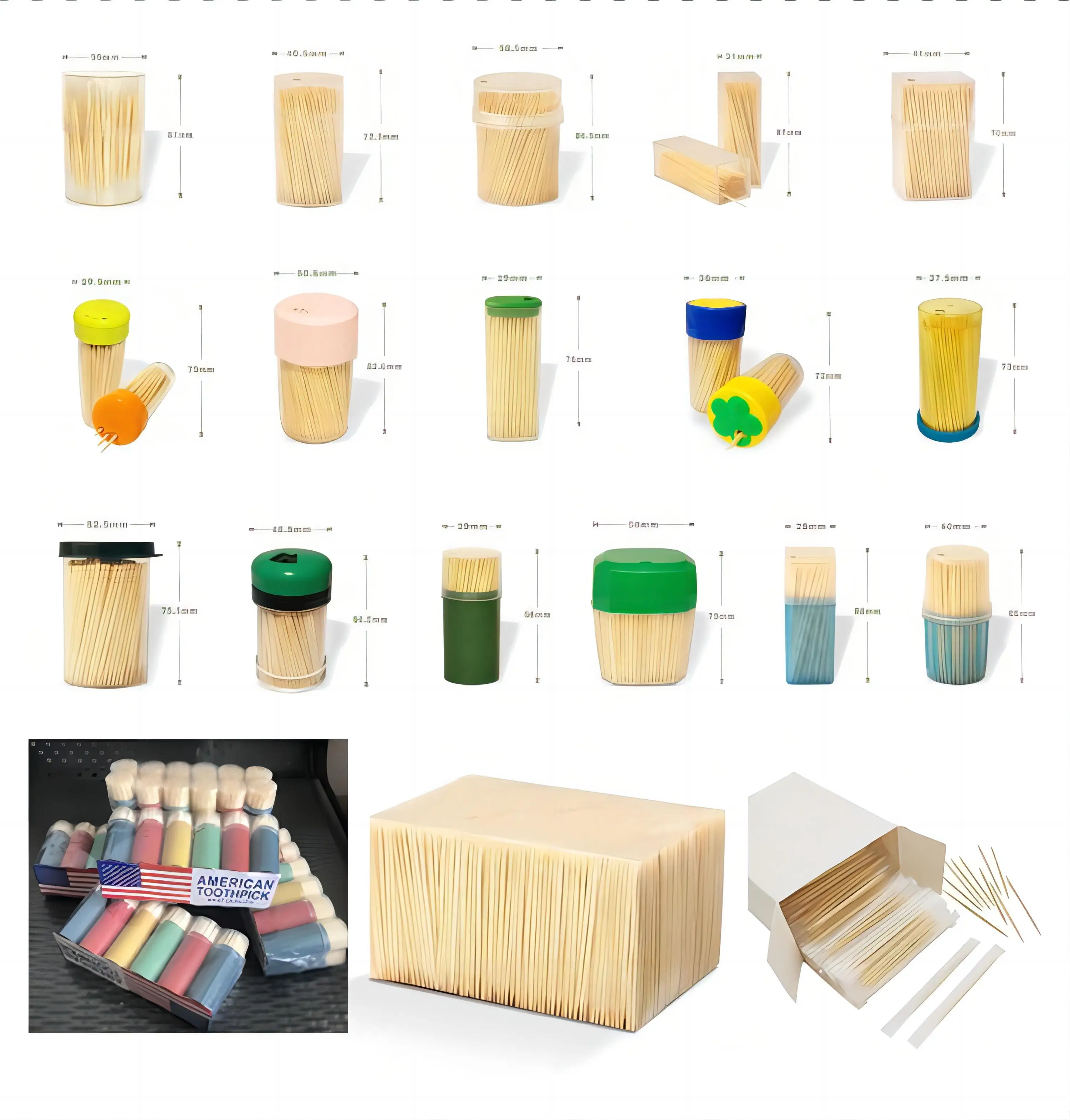 Bamboo Wooden Toothpicks Wood Round Double-Points Tooth Picks