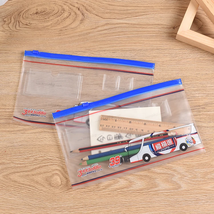 Custom Transparent Ziplock Pencil Bag Zipper Pencil Bags Transparent PVC Plastic Ziplock Pencil Bag