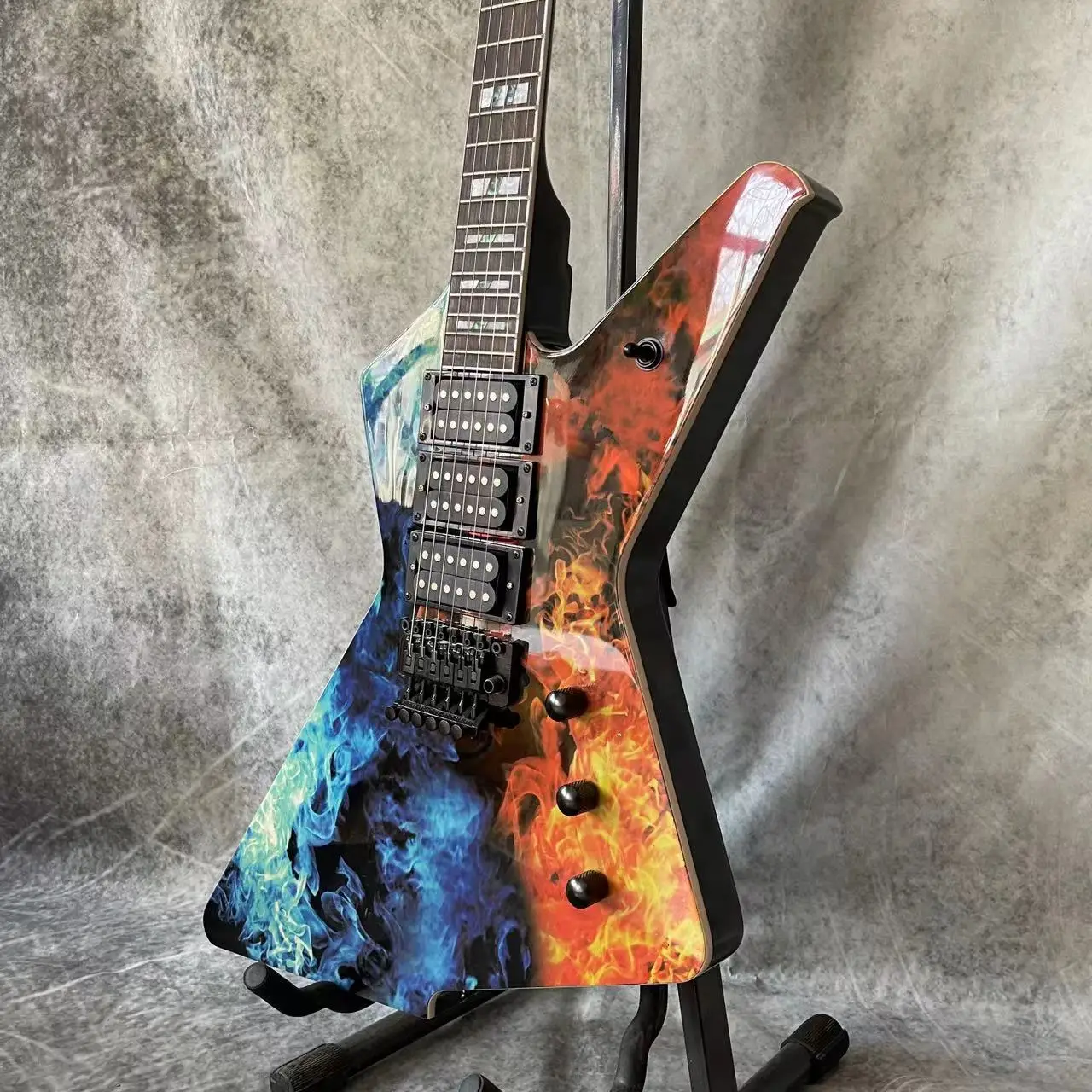 Custom Special Body Water Transfer Veneer Hydro Printing Electric Guitar Destroyer Duplex Tremolo System Grand GUITARS