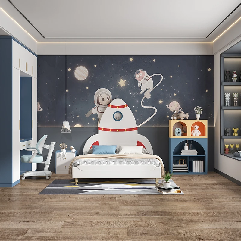 Cheap factory children beds Russian birch and New Zealand Pine solid wood rocket kids bed