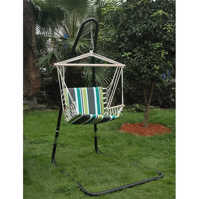 
Outdoor Indoor Patio Garden Hammock Polyester Cotton Wooden Hanging Swing Chair 
