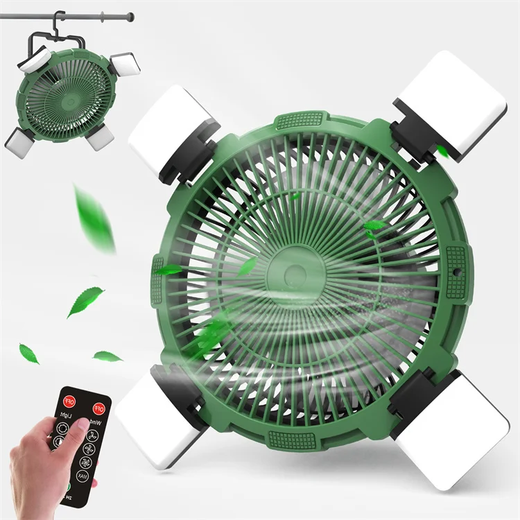 Rechargeable Camping Light Fan with LED Lantern 8000Mah Portable Patio Outdoor Fan