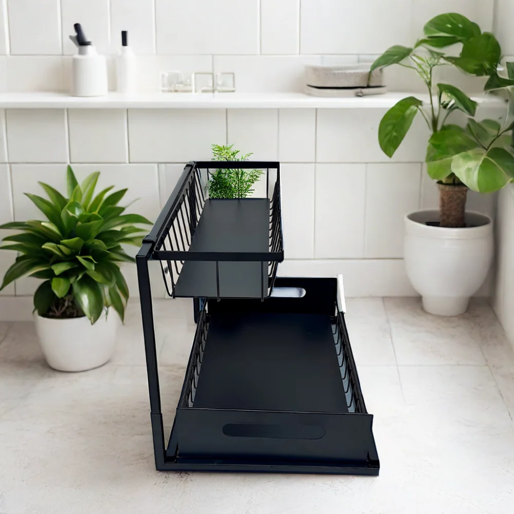 Professional Kitchen and Bathroom Under-sink Organizer Storage Rack Black Kitchen Accessories Storage Holders & Racks TUV/FDA