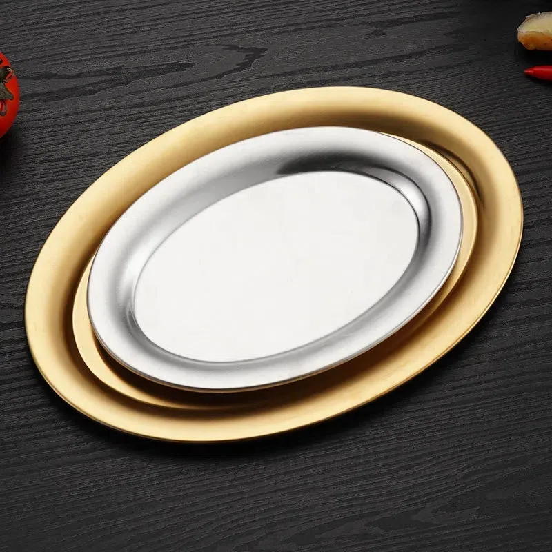 Restaurant home sus304 food dish 18/8 stainless steel oval tray plates