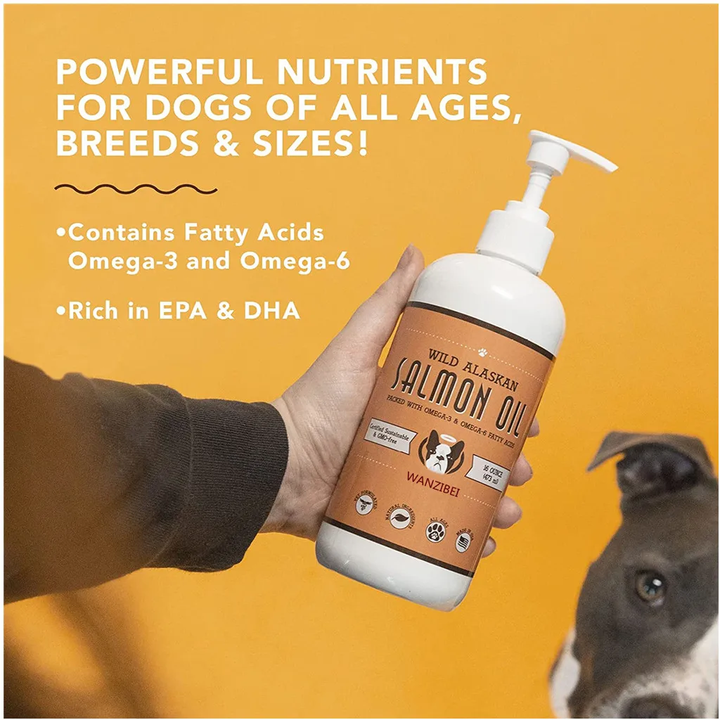 Wild Alaskan Salmon Oil and Omega 3 for dog  support Heart Health, Joint Function, and Skin & Coat