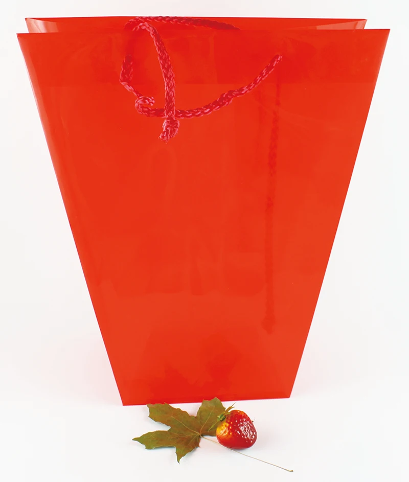 Hanging rope printed plastic flower sleeve packaging bag for boutique shop