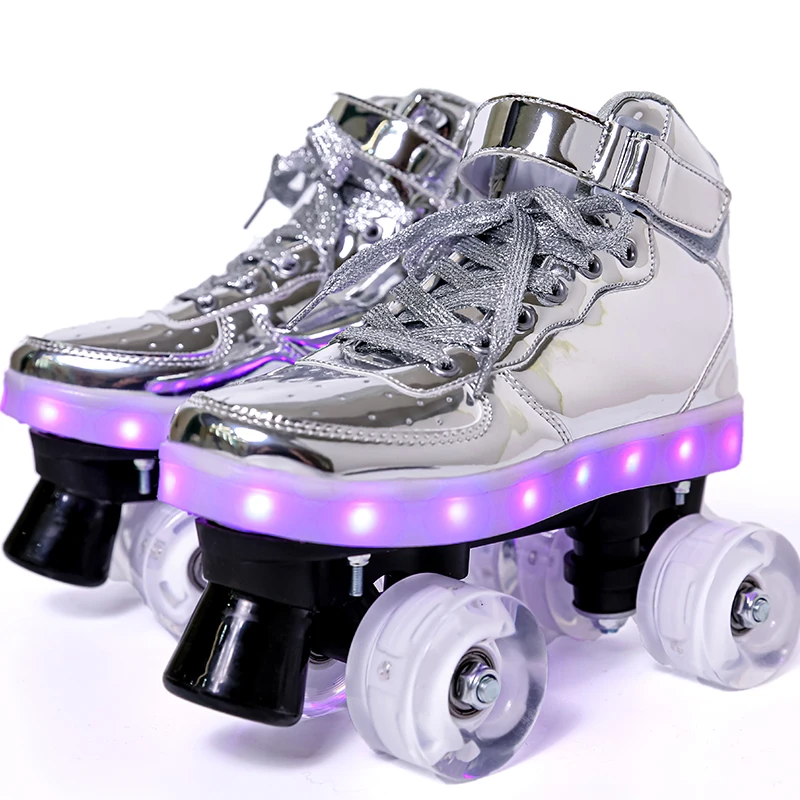 
Wholesale cross - border LED lamp shoes double wheel men and women adult children pulley shoes 
