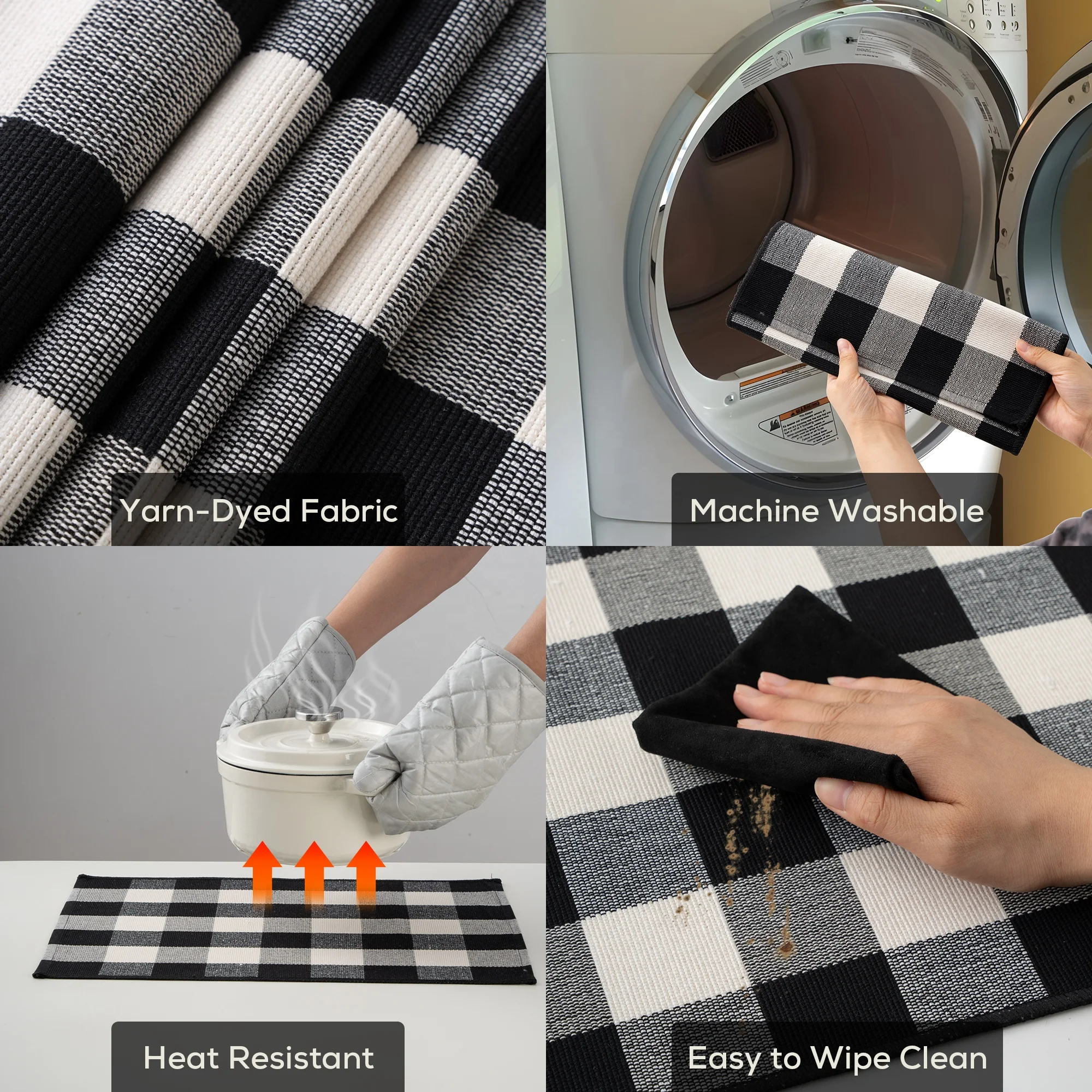 Wholesale Classic Kitchen Decor Dish Black Buffalo Plaid Check Table Mat Christmas Stocking Boho Chic Cotton Woven Placemats