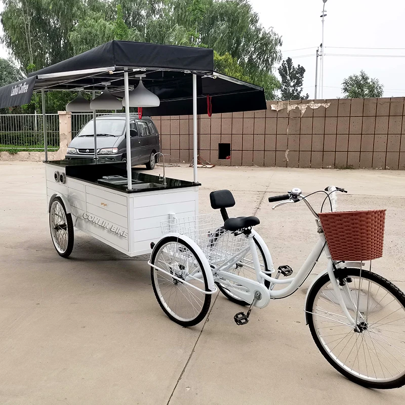 Unique Design Coffee Vending Tricycle Bubble Tea Bike Coffee Drinks Serving Trolley For Sale