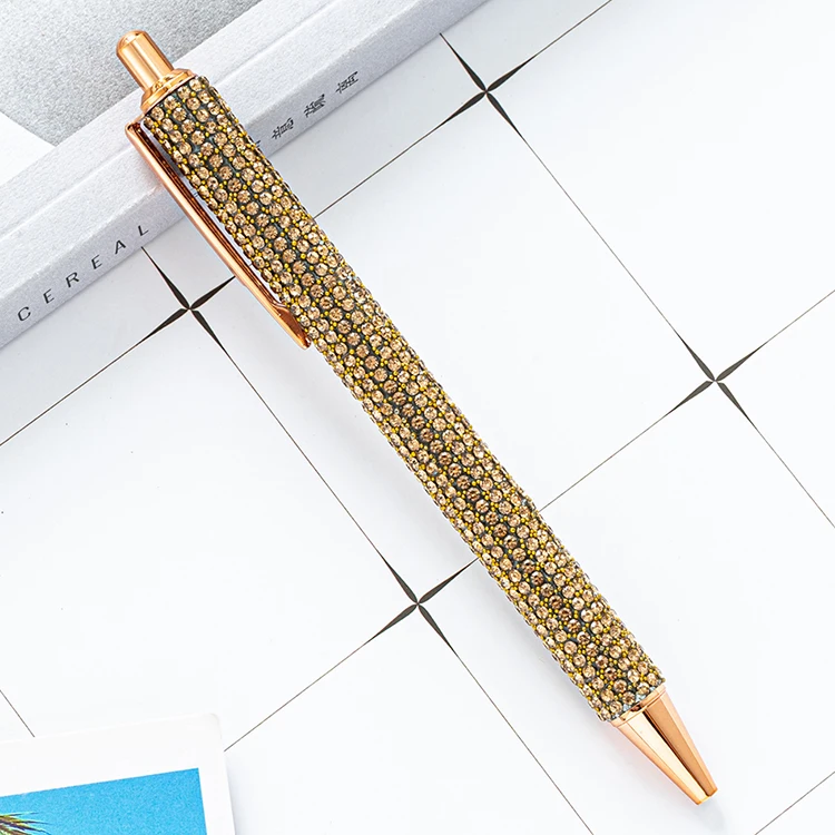 Luxury creative crystal body office school girls ballpoint pen promotion business gift ball pen