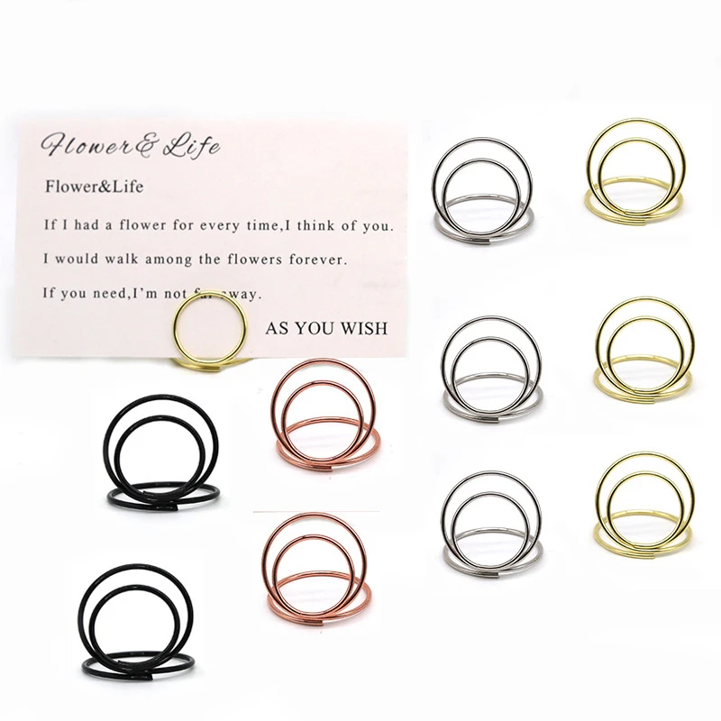 Wholesale Gold Place Setting Holder Table Number Name Card Holder Metal Photo Picture Clip Card Display Stand for Wedding Party