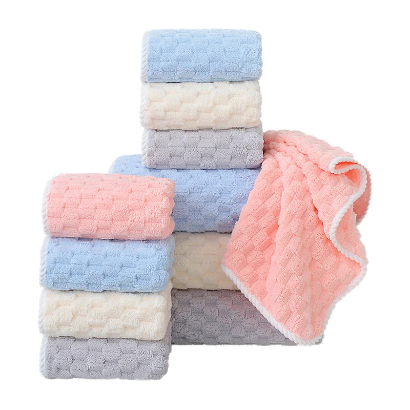 Soft skin friendly coral fleece thickened adult microfiber bath towel set gift coral fleece soft absorbent face towel bath set