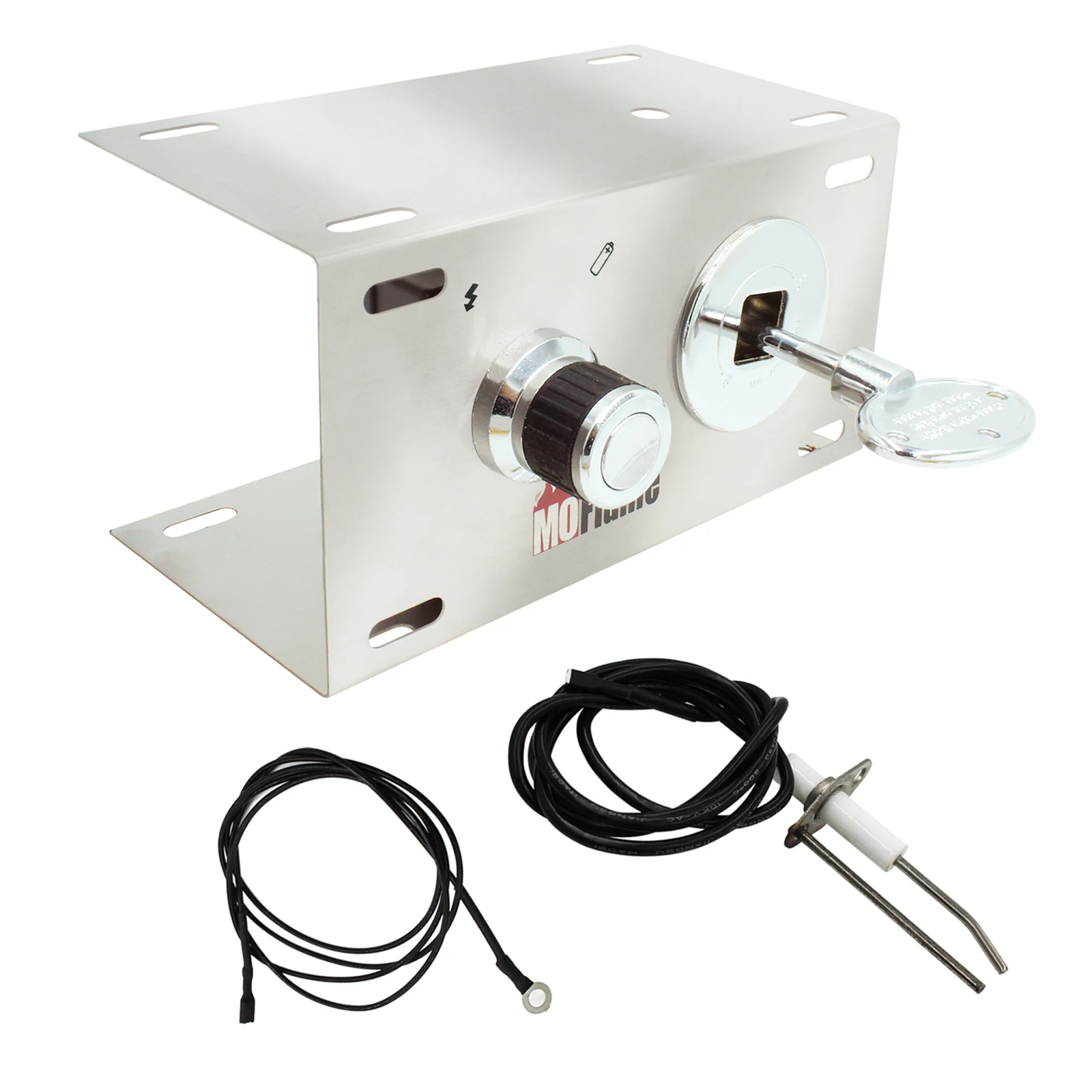 Stainless Steel Face Plate Fire Pit Gas Burner Spark Ignition Kit With Push Igniter Gas Shut-Off Valve Key
