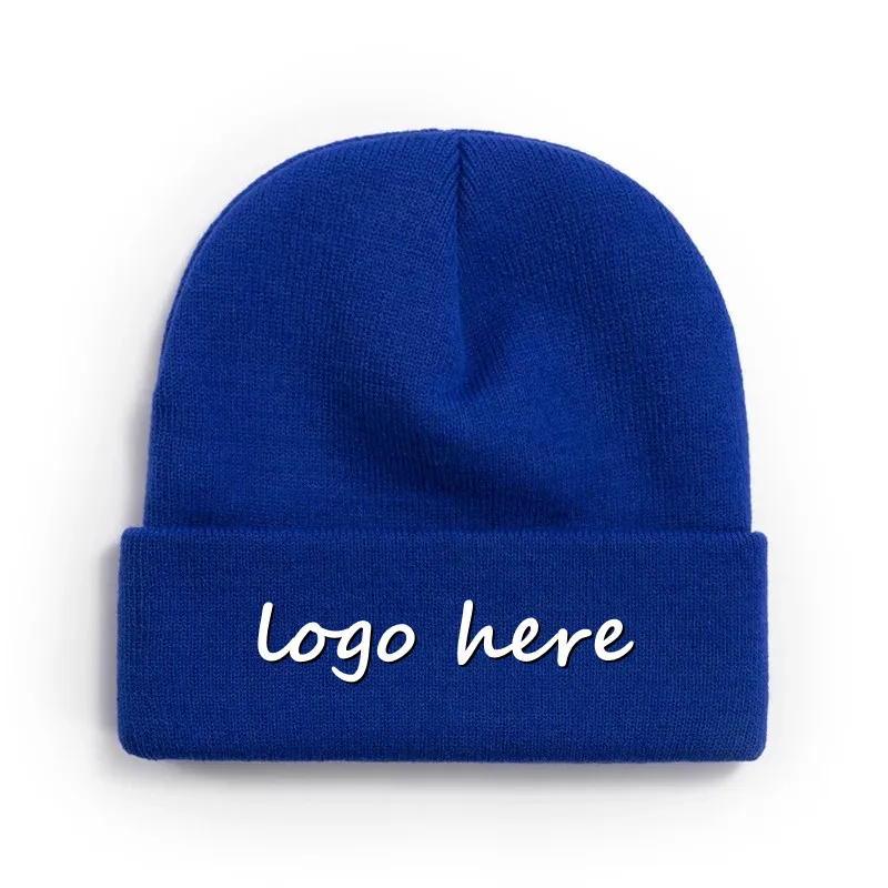Custom beanie embroidery logo acrylic sports winter beanies hat custom knit beanie