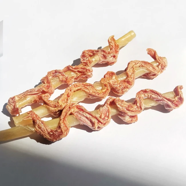 OEM ODM Chinese Low Price Dog cat Treats and food Chicken tendon skewers Dried jerky Pet Snacks