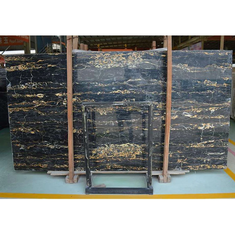 Portoro/porto Black Marble With Gold/golden Vein Marble Flooring Tile Wall Cladding Glossy Black Gold Marble Tiles