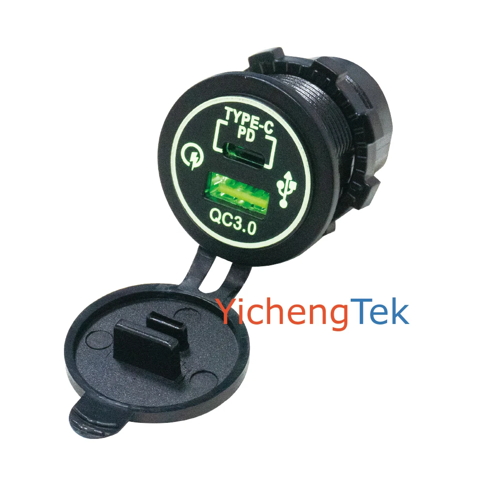 12-24V Double Port 48W Fast Charging 18W Type A QC3.0 USB Socket Type C PD 30W USB Charger