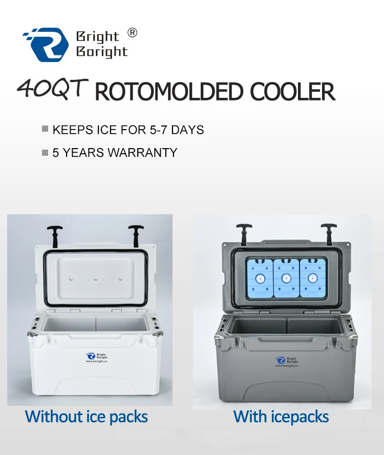 ODM factory 40QT LLDPE large rotomolded Camping picnic ice Cooler Box with PU insulation