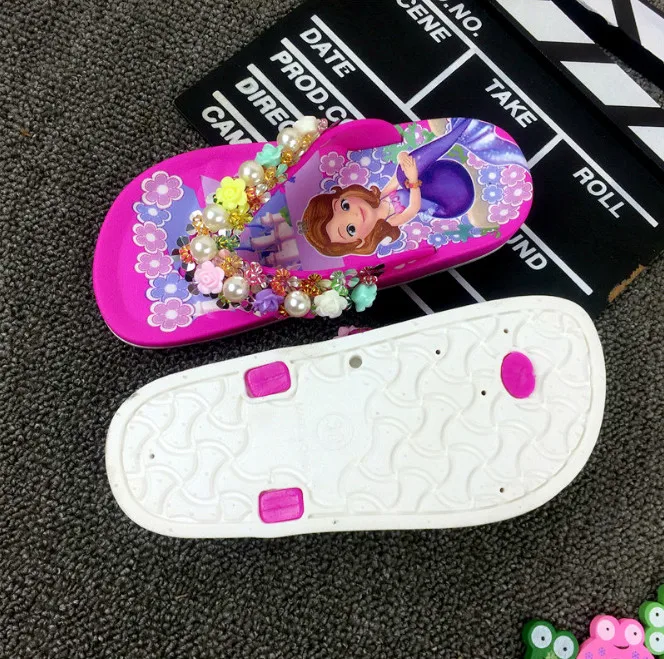 Summer Children girls slipper  flower cartoon PVC beach Slippers Non-slip flip flop