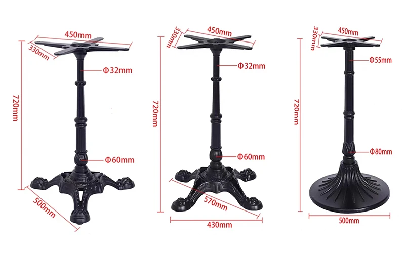 Modern Style Black Cast Iron Table Legs Wood Round Living Room Coffee Table for Outdoor Cafe Restaurant Furniture
