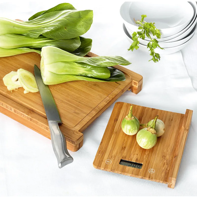 New Design Kitchen Bamboo Chopping Block Cutting Boards With Removable Digital Scale