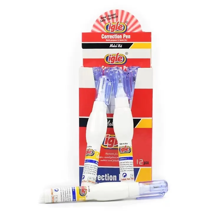 school office stationery Wholesale Metal Head High Quality Correction Fluid Fast Drying Safe Non-toxic White Correction Pen