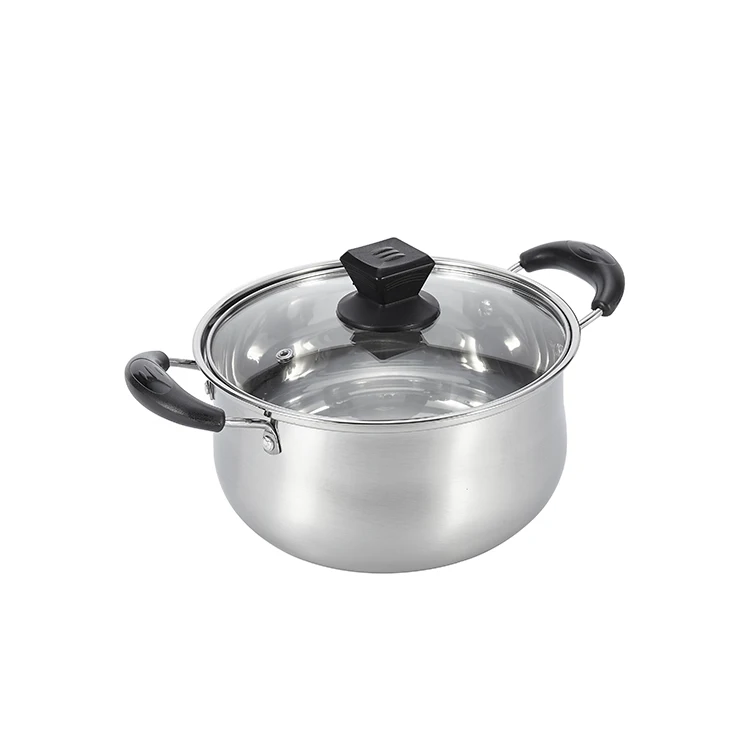 Cheap Stainless Steel Sauce Stock Pot with Glass Lid and Bakelite Handle Stockpot for Pasta Noodles Sauce Milk