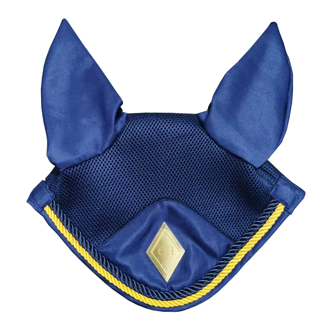 2022 Fashion Style 3D Mesh Horse Fly Veil  Horse Ears With Two Ropes Customized Metal LOGO