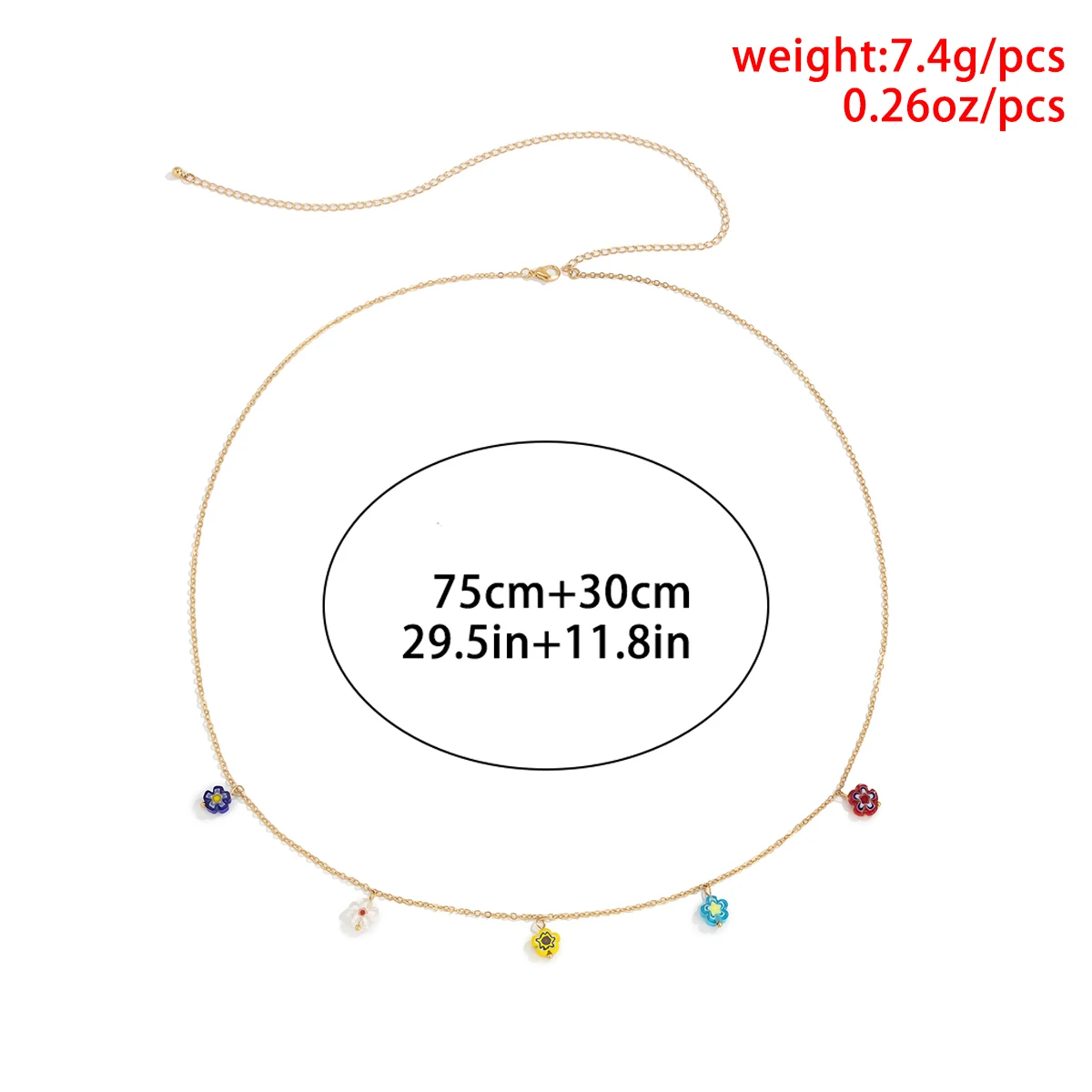 
SHIXIN Colorful Flower Waist Chains Charm Glazed Flowers Belly Chain Cute Thin Body Chain Jewelry for Woman Girl 