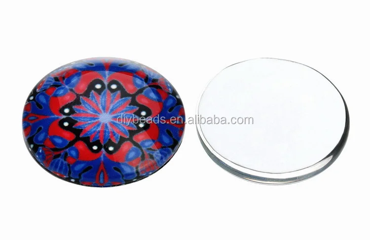 Wholesale round glass cabochon with kaleidoscope pattern pictures