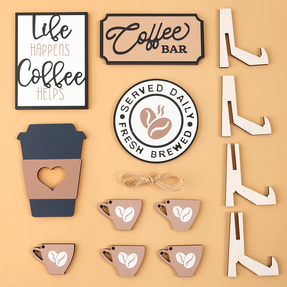 Coffee coffee series layered pallet decoration Wooden craft desktop settings set