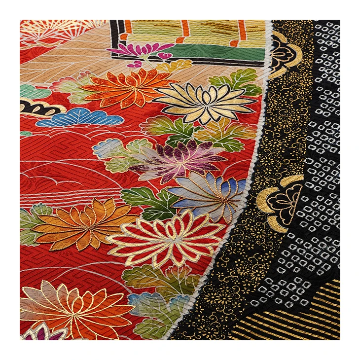 Silk goshodoki handmade spring floral chiffon long kimonos for women