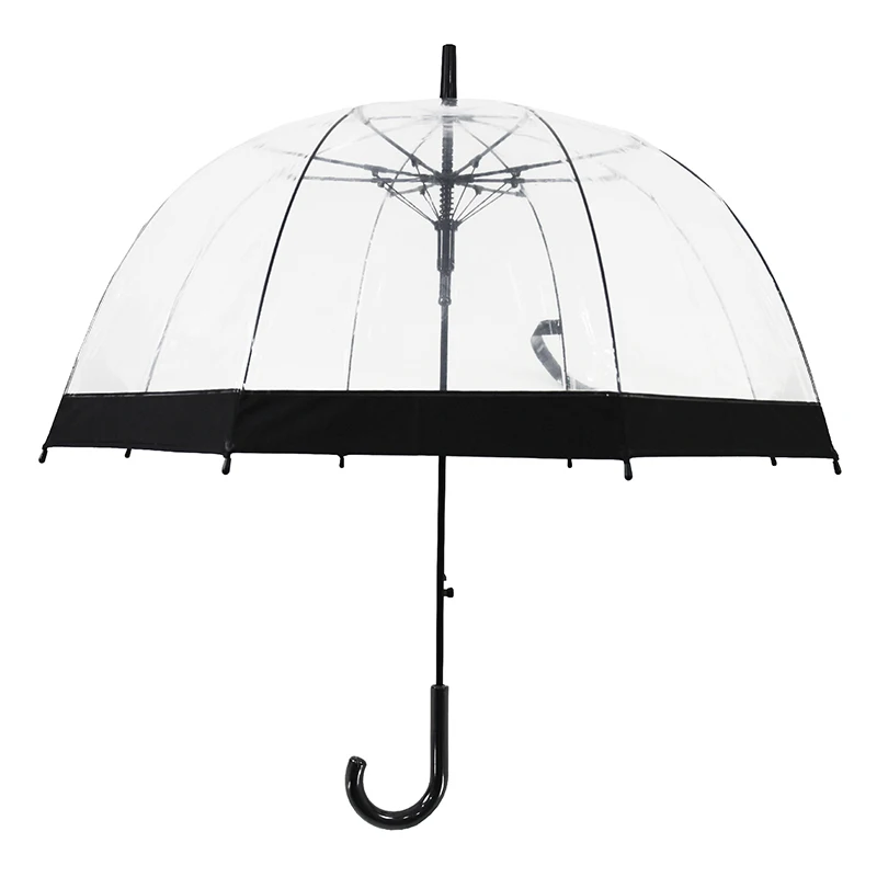 23 Inch Dome Shape Bubble POE See Through Transparent Clear Plastic recycled  Birdcage Umbrella with logo