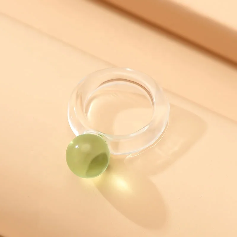 Wholesale New Arrival New Style Transparent Acrylic Ball Ring Candy Color Rings
