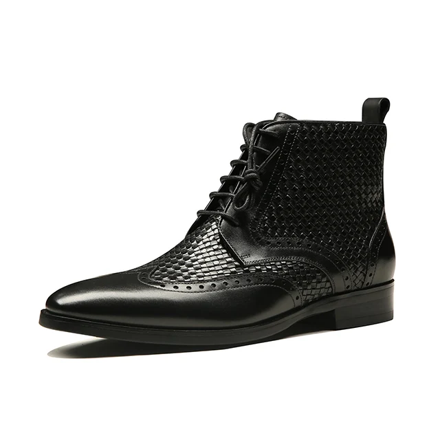 Unisex ankle boot formal working real leather casual dress boots for men