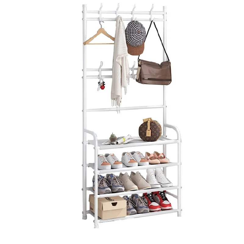 Wholesale Entryway Furniture Industrial Metal and Plastic Clothes Coat Hanging Shelf Shoe Coat Rack Stand