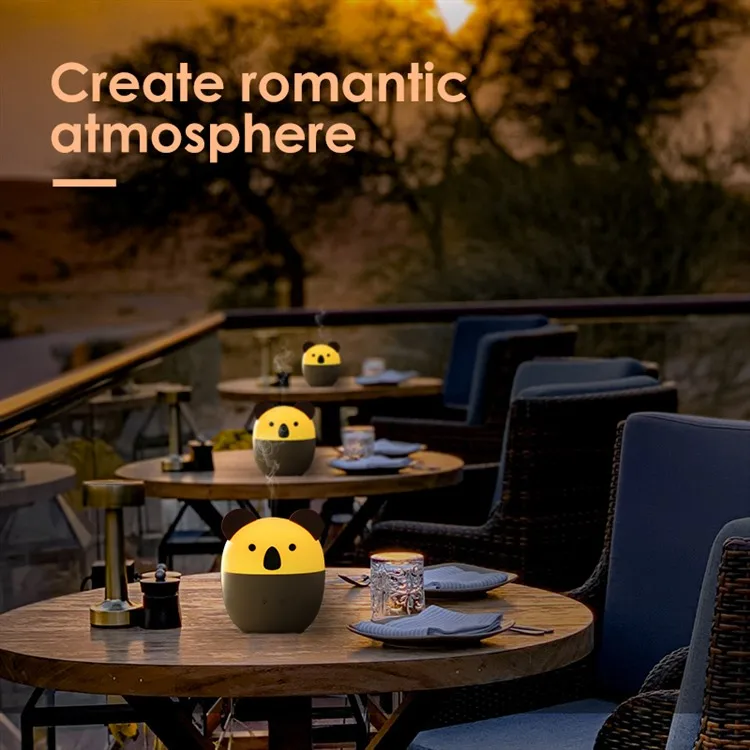 Custom Electric Mini Small koala Smart Ultrasonic Atomizer animal led night light Essential Oil Humidifier Aroma Diffuser