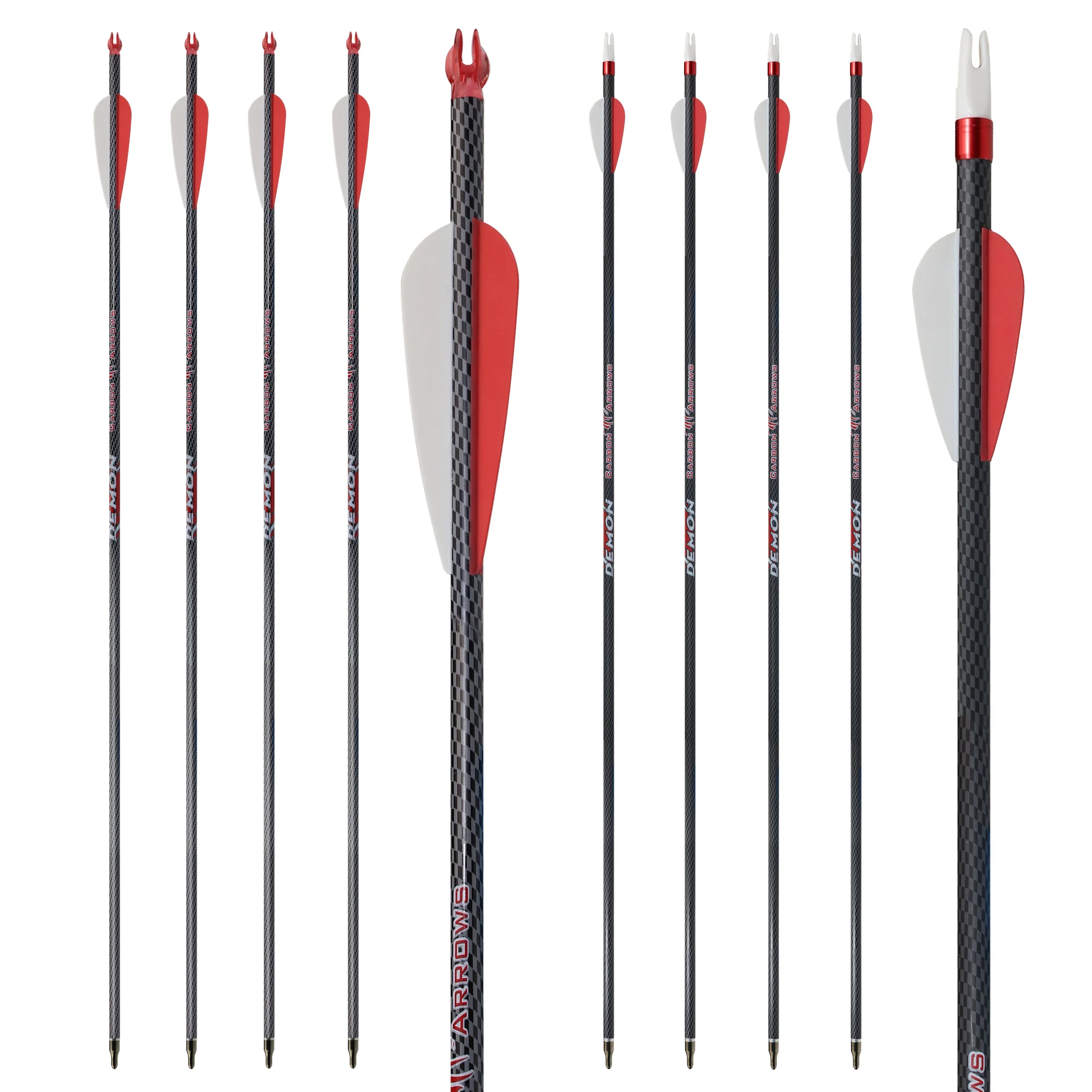 28/29/30/31 Inch Carbon Arrow with Rotated Plastic Nocks Anti-Explosion Ring for Archery Outdoor Hunting