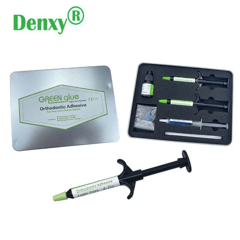 Denxy Dental High Quality Composite Resin for Brackets Green glue Orthodontic Adhesive Light cure Orthodontic Bonding Kit